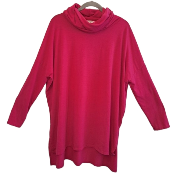 Zenana Pink Cowl Neck Dolman Sleeve Loungewear Long Sleeved Tunic Size Large - Picture 1 of 6
